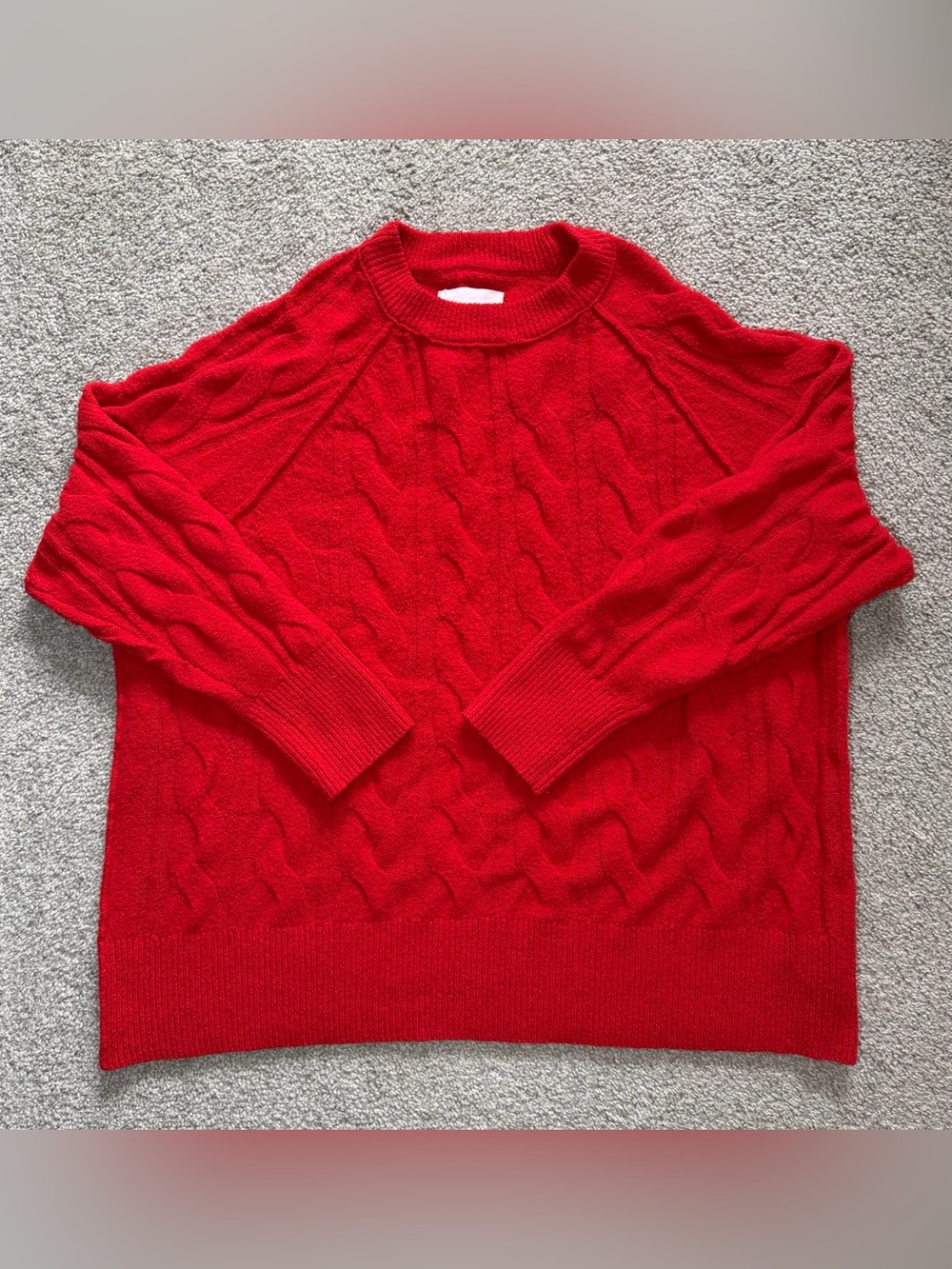 aerie Red Cable-Knit Crewneck Sweater